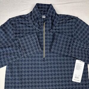 Rhone Pullover Women 2XL Navy Blue Houndstooth Seamless Base 1/4 Zip Performance